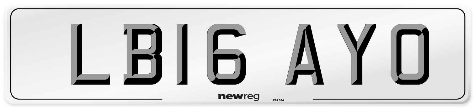 LB16 AYO Number Plate from New Reg
